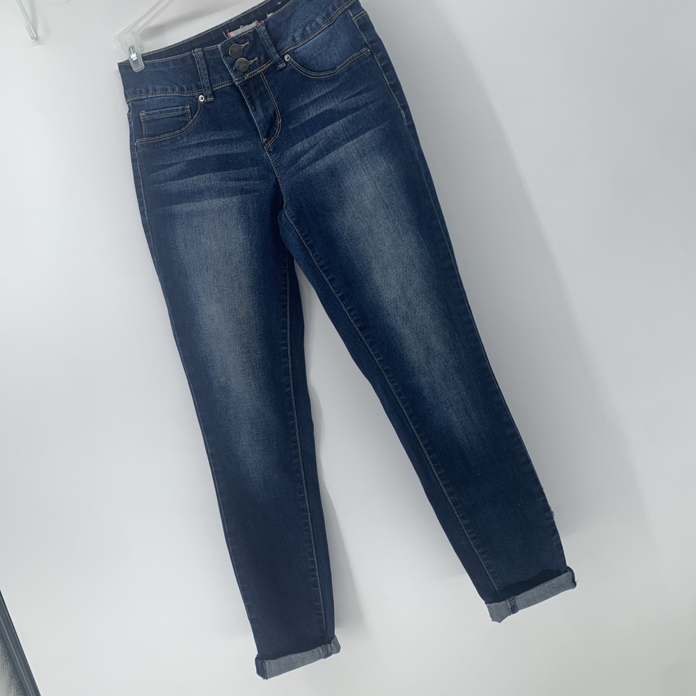YMI WannaBettaButt Jeans Womens 3 Mid Rise Skinny Roll Ankle Stretch Denim
